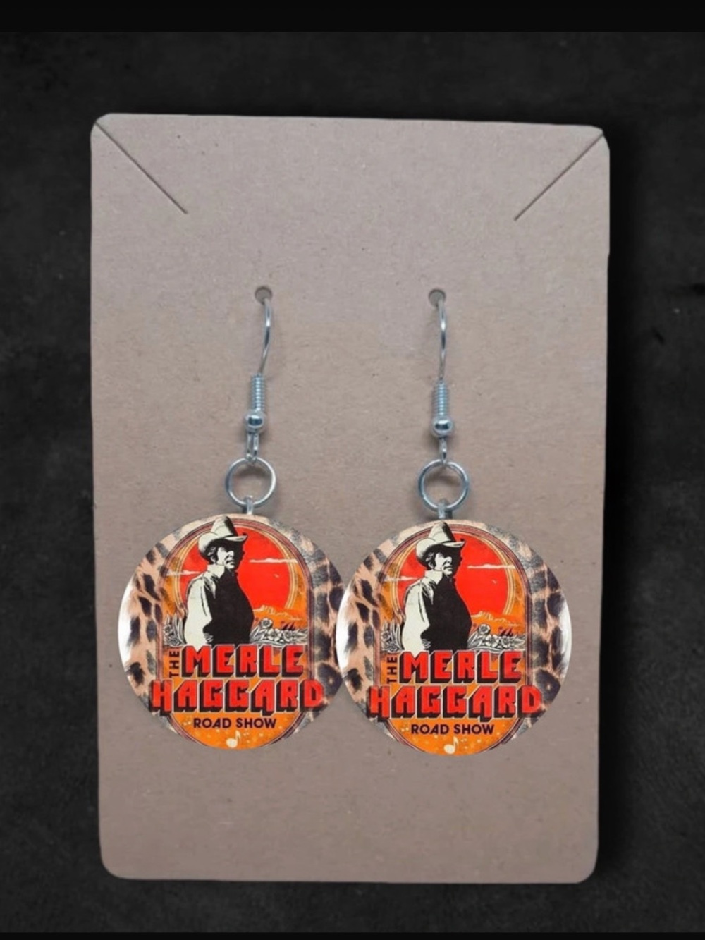 Merle Haggard unique country music 1 inch dangle earrings